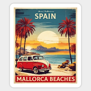 Mallorca Spain Starry Night Travel Tourism Retro Vintage Sticker